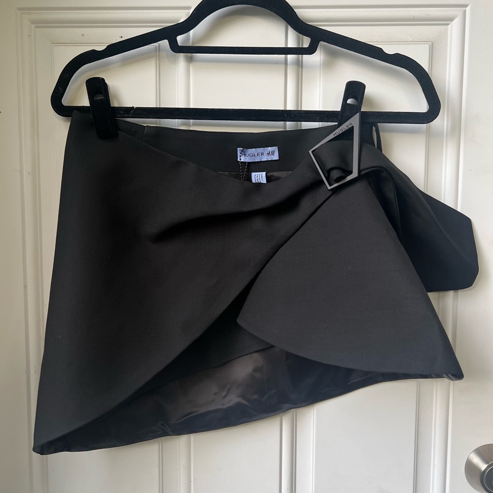 H&M x Mugler collaboration wool mini skirt black size 4